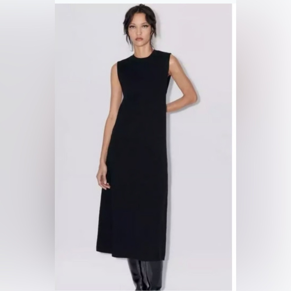 Black Zara Pullover Sleeveless Knit Long Midi Dress - M